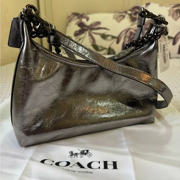 Coach Juliet Metallic Silver Bag - Picture 2 of 16